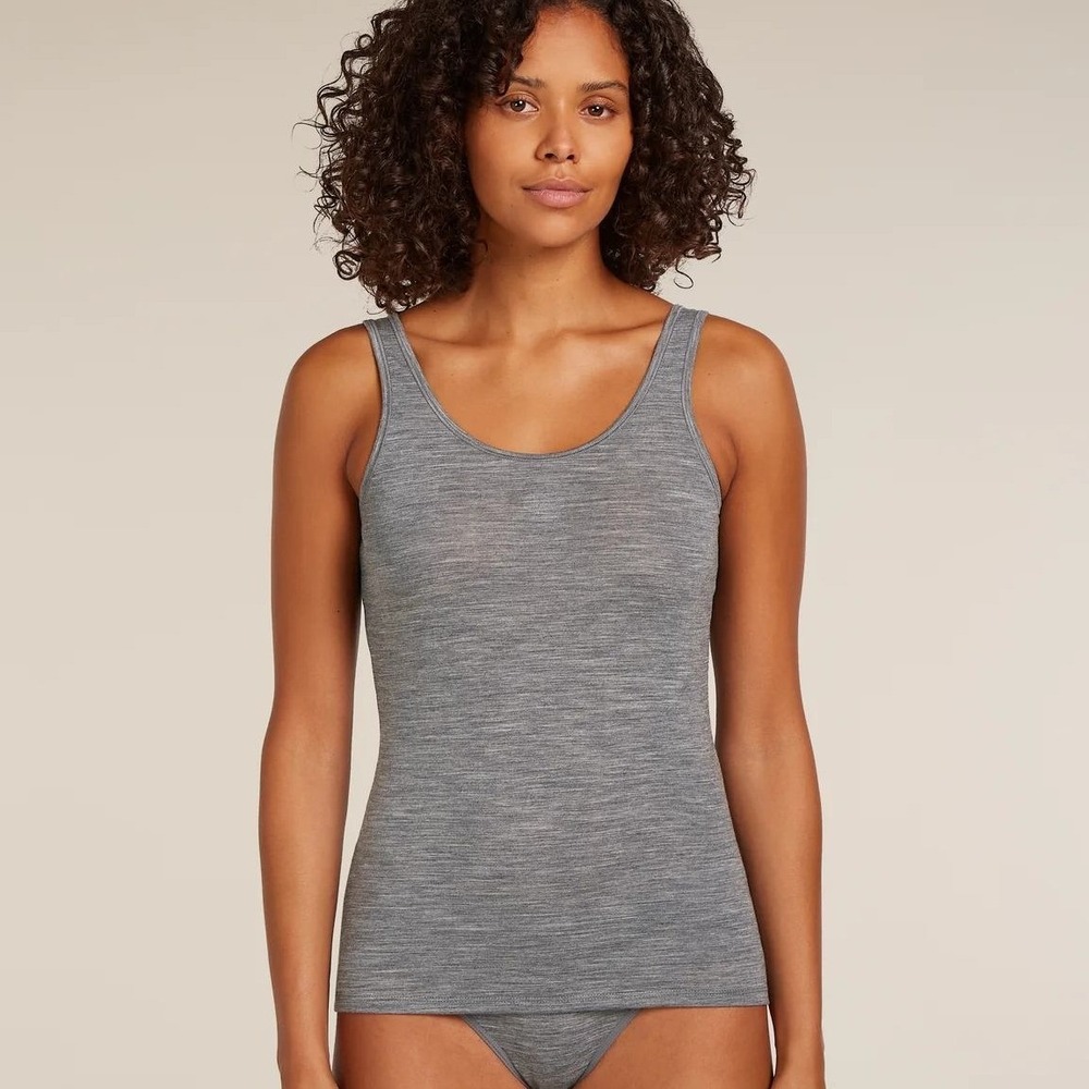 Icebreaker Grey Merino 150 Siren Tank Top Gritstone Heather Wool Size Medium